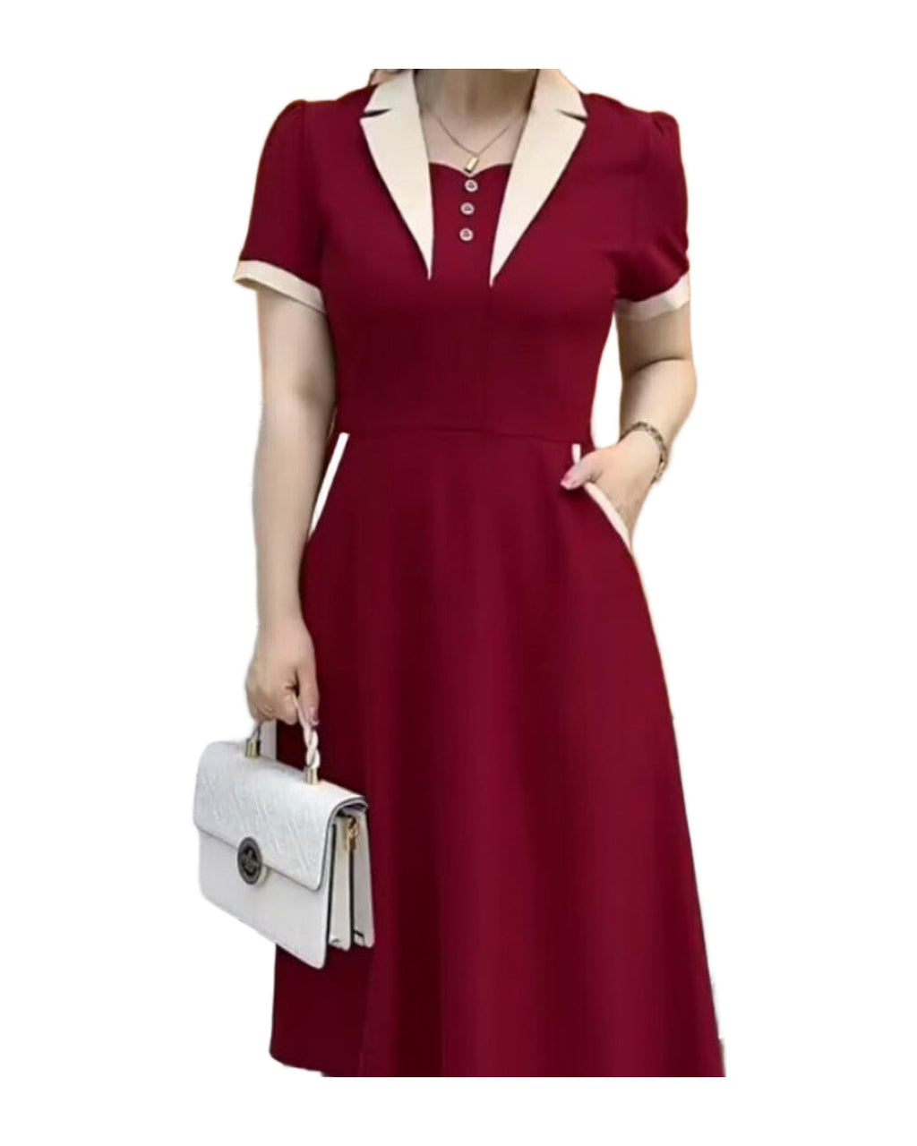 Plus Size Short Sleeve Mid-length Dress photo 3