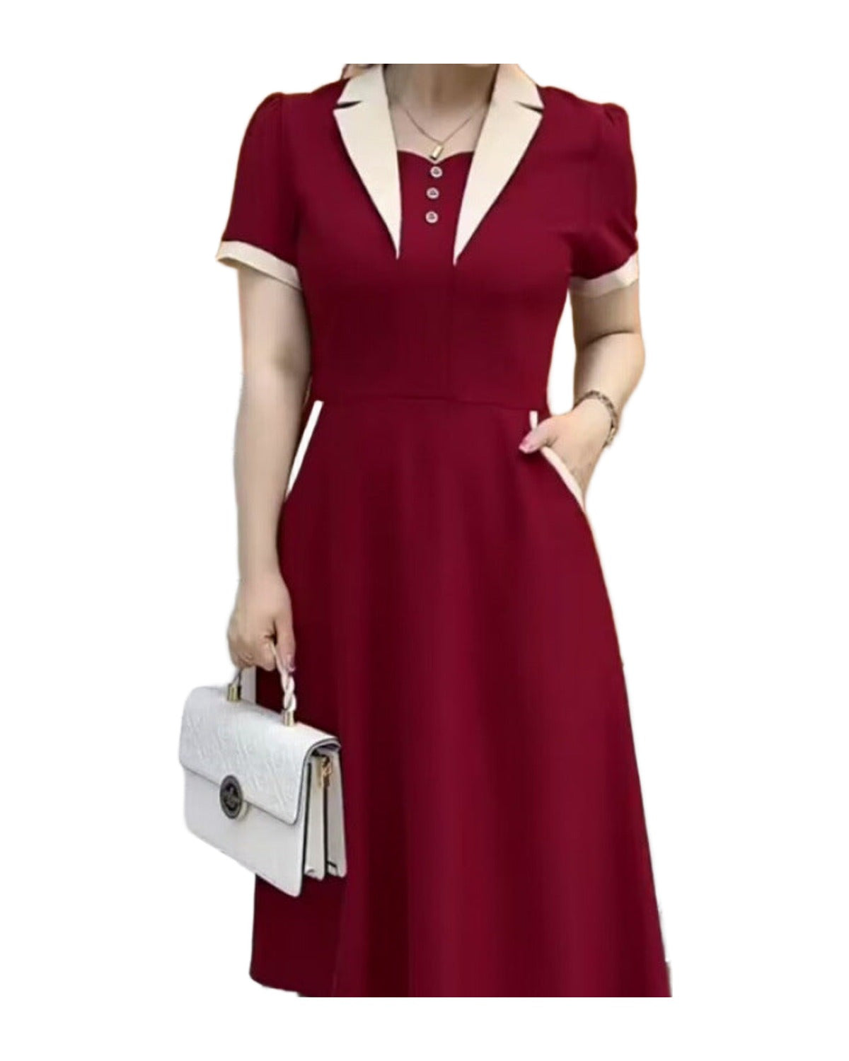 Plus Size Short Sleeve Mid-length Dress photo 3