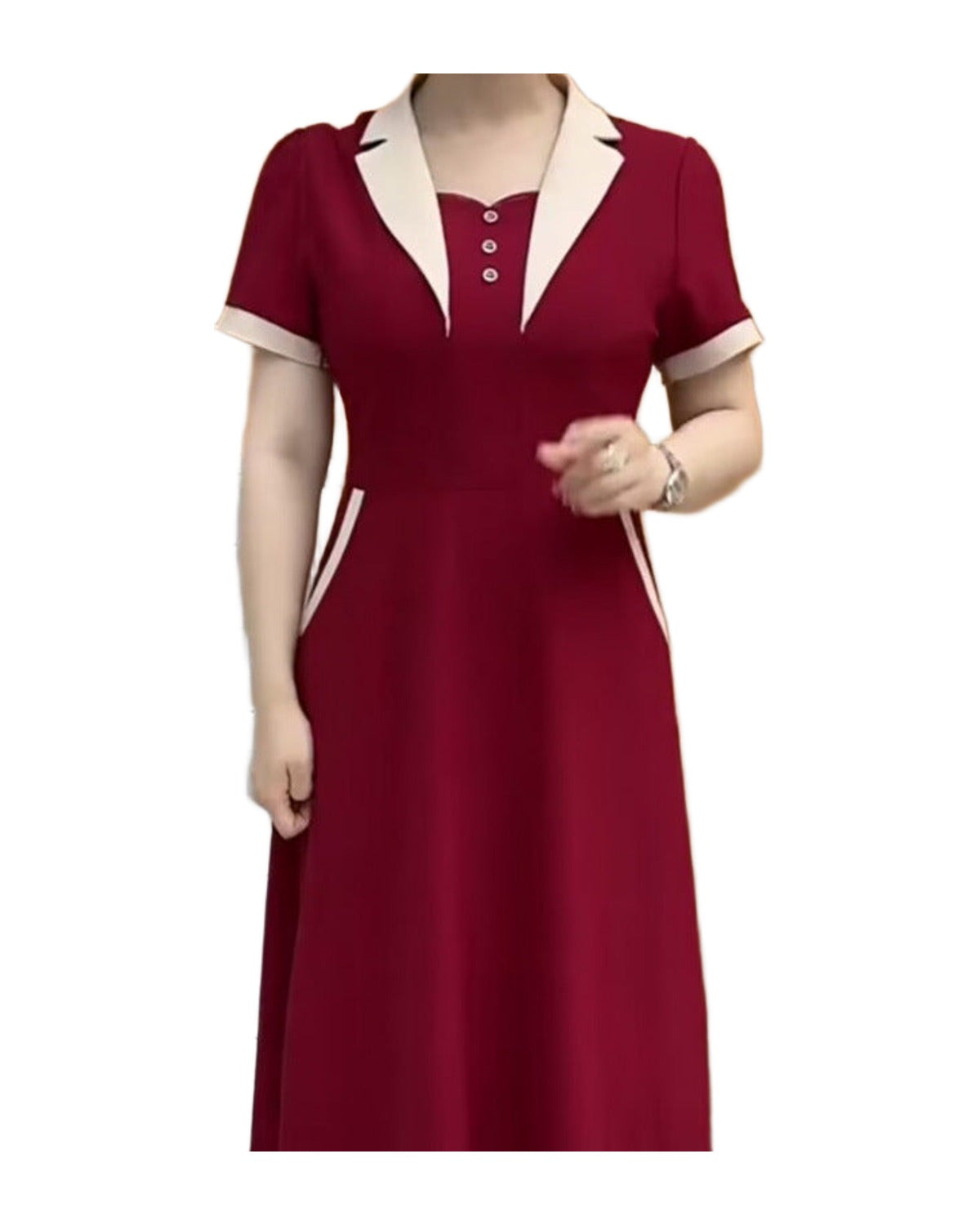 Plus Size Short Sleeve Mid-length Dress photo 4