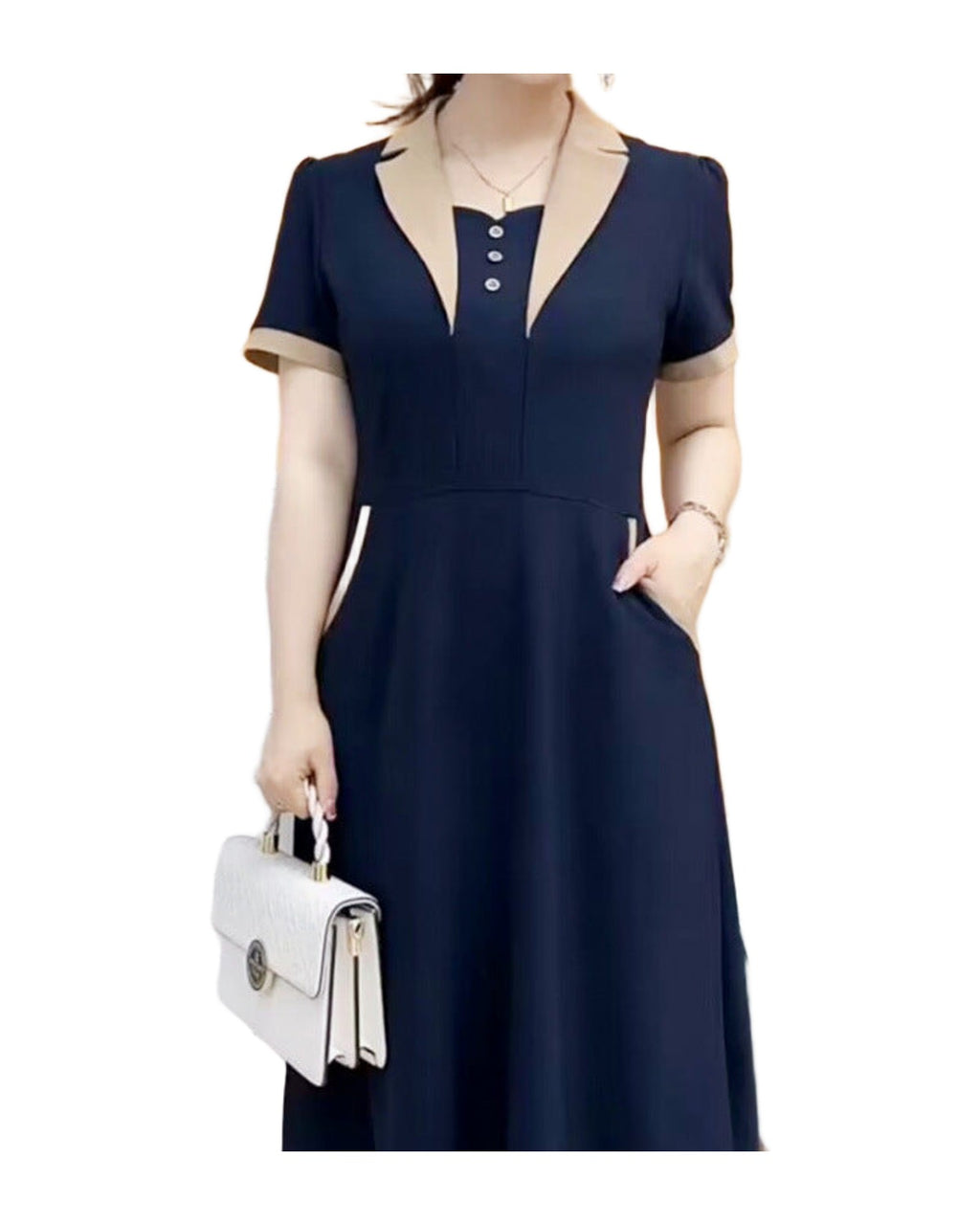 Plus Size Short Sleeve Mid-length Dress photo 5
