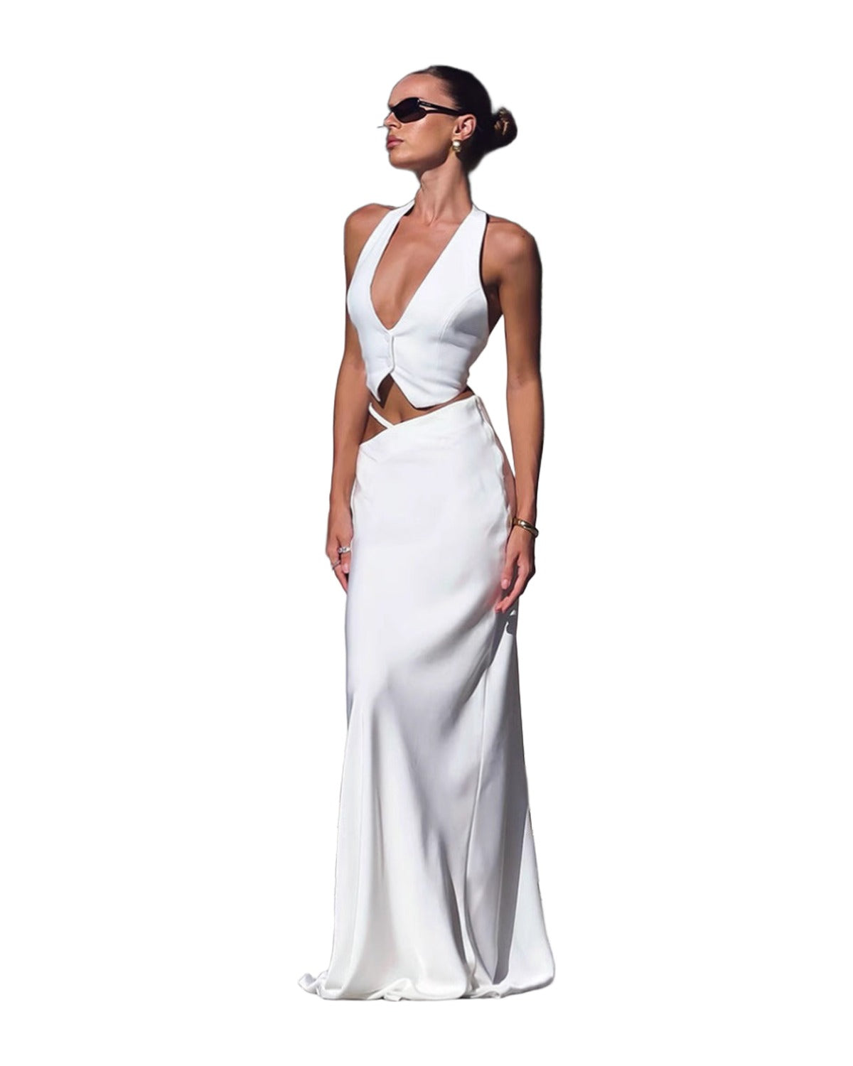 Solid Color Hollow-out Bodycon Maxi Skirt photo 7