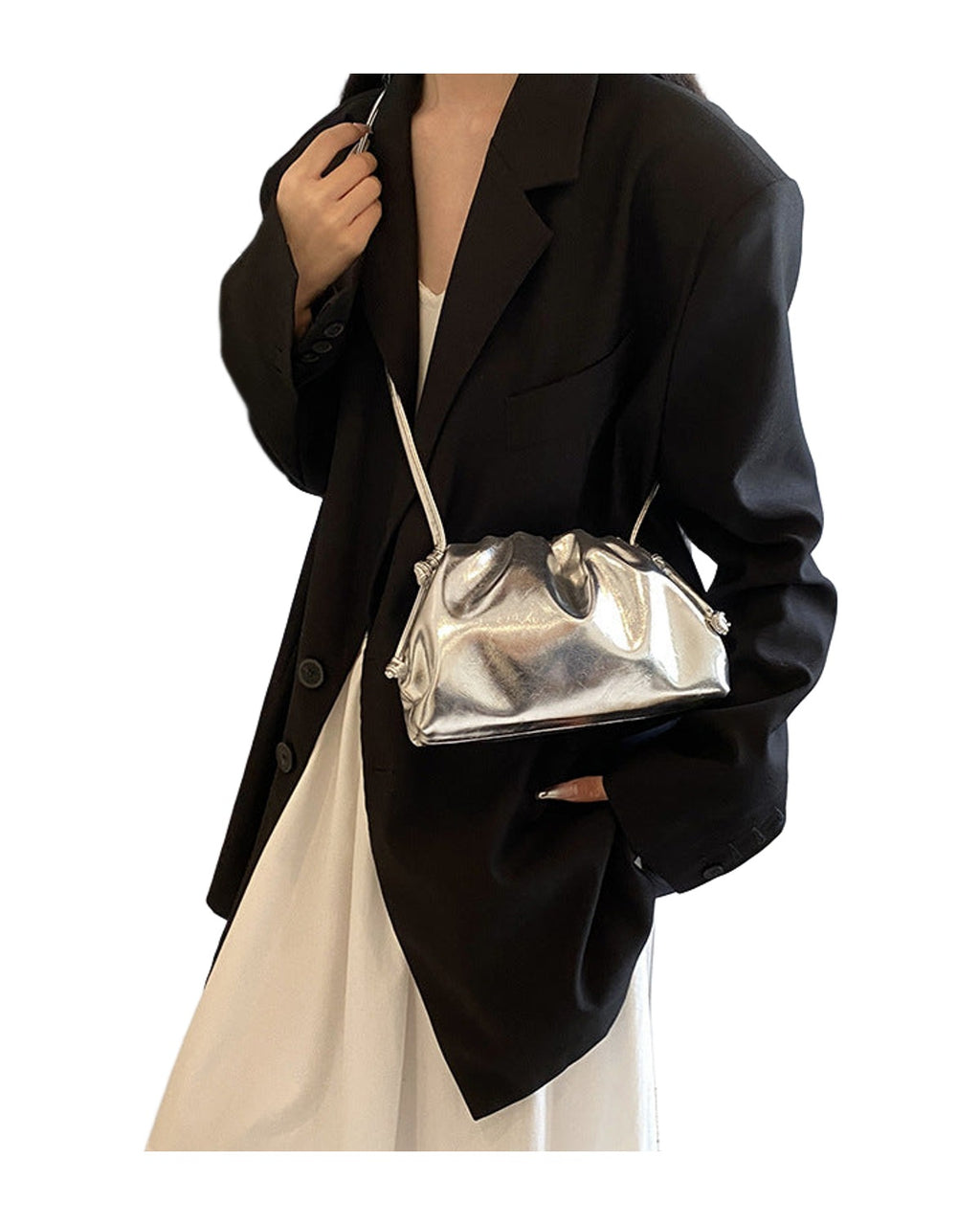 Advanced Texture Silver Dumpling Bag Shoulder photo 4