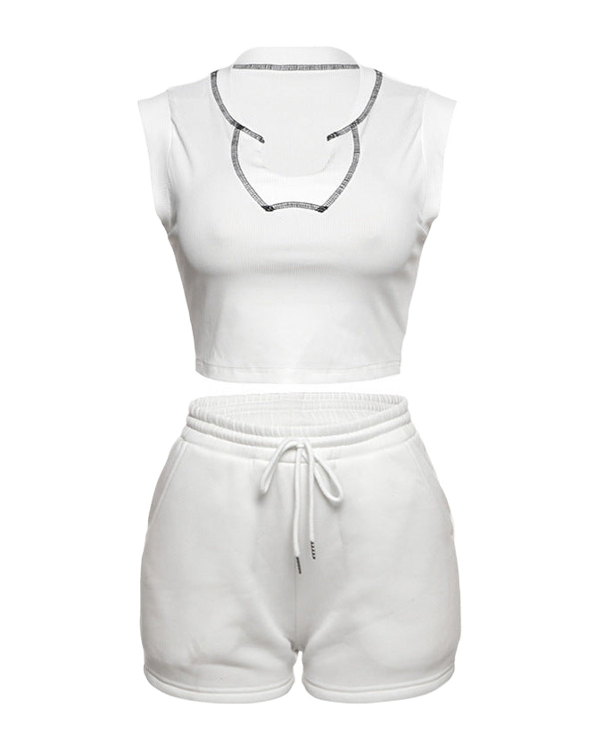 Street Solid Color Sleeveless Suit photo 1