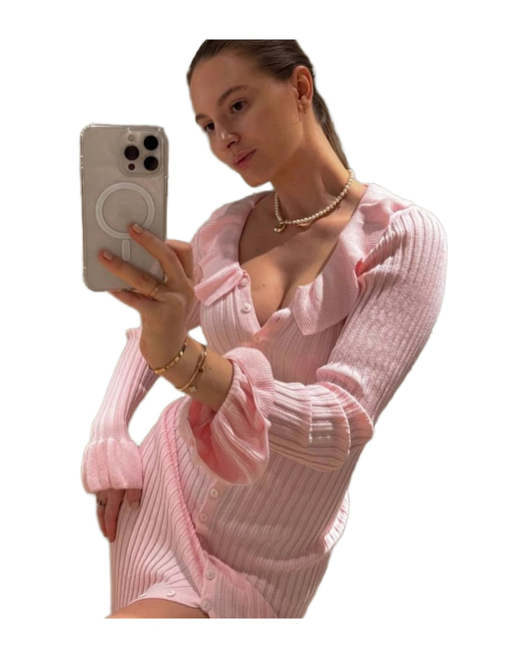 French Dress Sweet Ruffled Long Sleeve photo 5