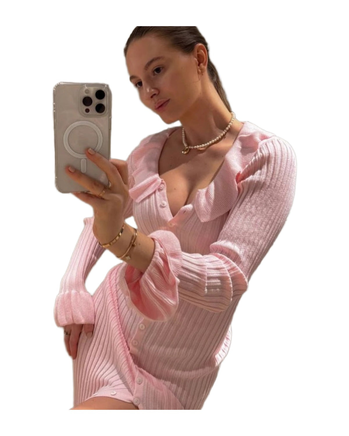 French Dress Sweet Ruffled Long Sleeve photo 5