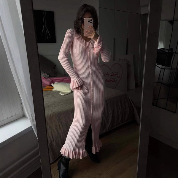 Ruffled Long-Sleeve Dress