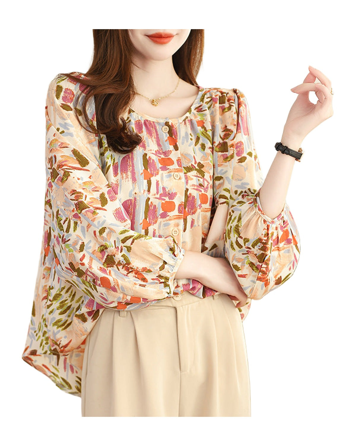 Real Shot French Vintage Floral Nine-quarter Sleeve Shirt photo 2
