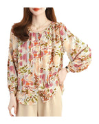 Real Shot French Vintage Floral Nine-quarter Sleeve Shirt photo 3