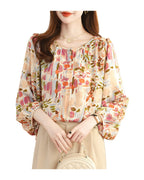 Real Shot French Vintage Floral Nine-quarter Sleeve Shirt photo 4