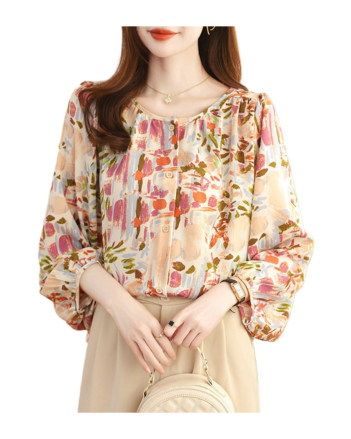 Real Shot French Vintage Floral Nine-quarter Sleeve Shirt photo 4