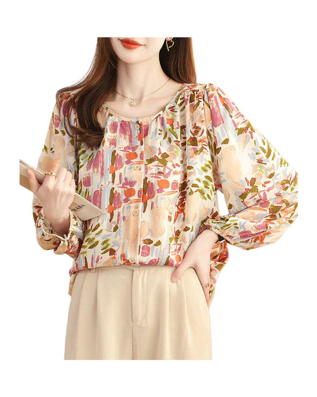 Real Shot French Vintage Floral Nine-quarter Sleeve Shirt photo 5