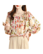 Real Shot French Vintage Floral Nine-quarter Sleeve Shirt photo 5