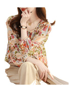 Real Shot French Vintage Floral Nine-quarter Sleeve Shirt photo 6