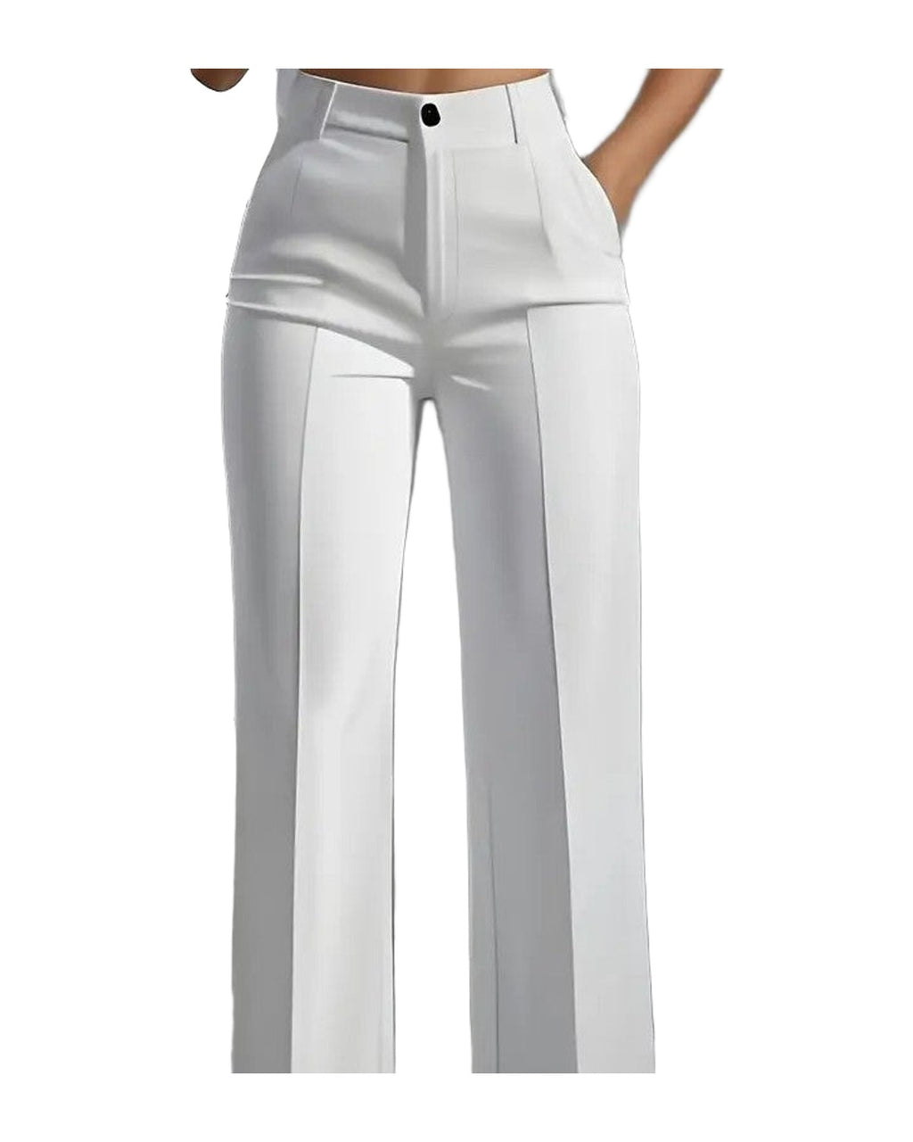 White Minimalist Pants Made Polyester photo 3