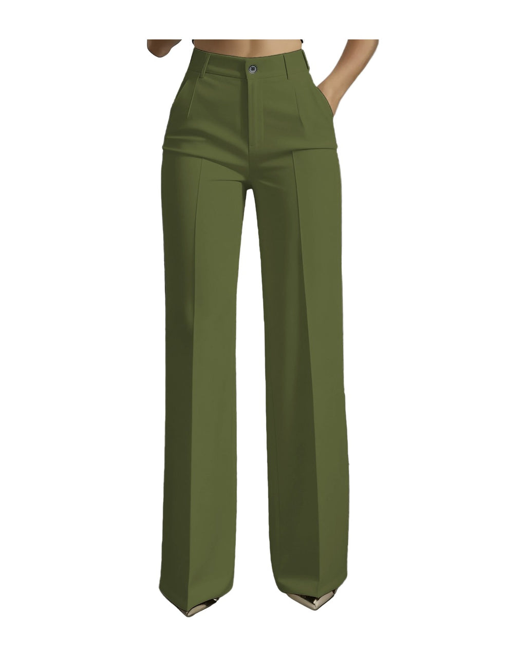 White Minimalist Pants Made Polyester photo 4