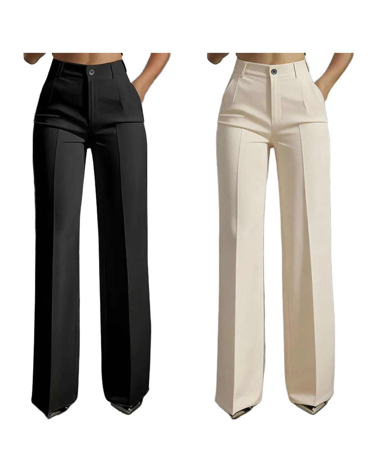White Minimalist Pants Made Polyester photo 5