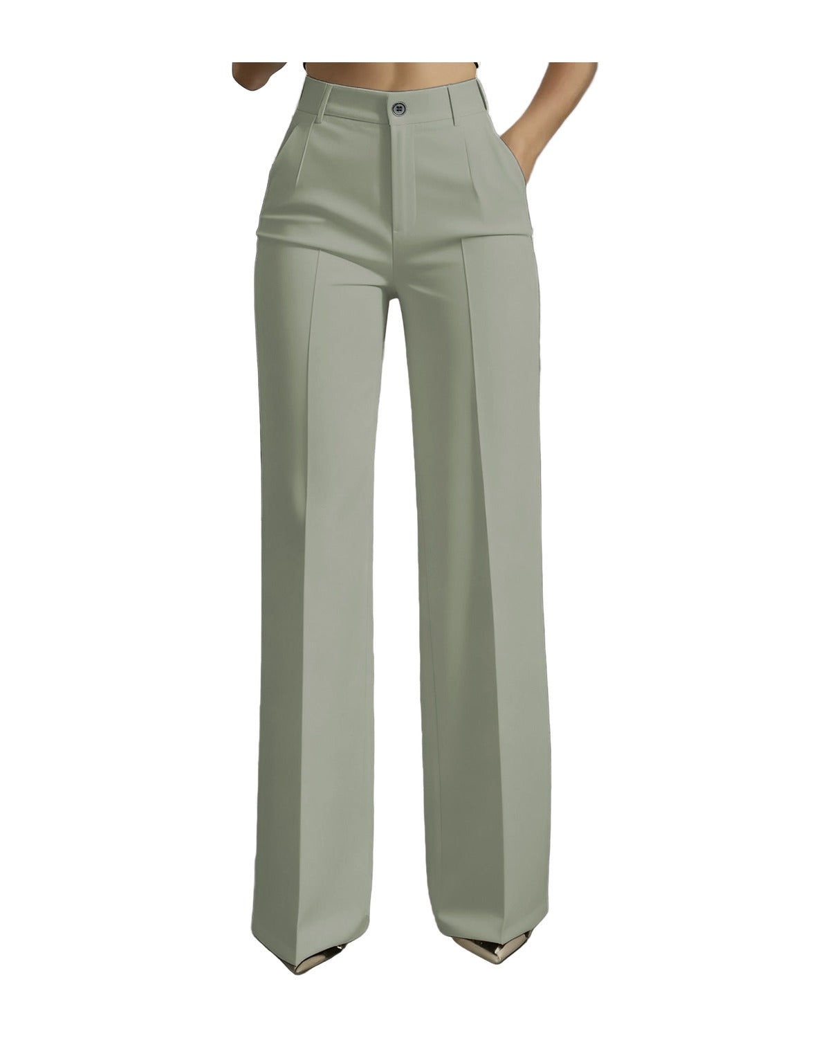 White Minimalist Pants Made Polyester photo 6