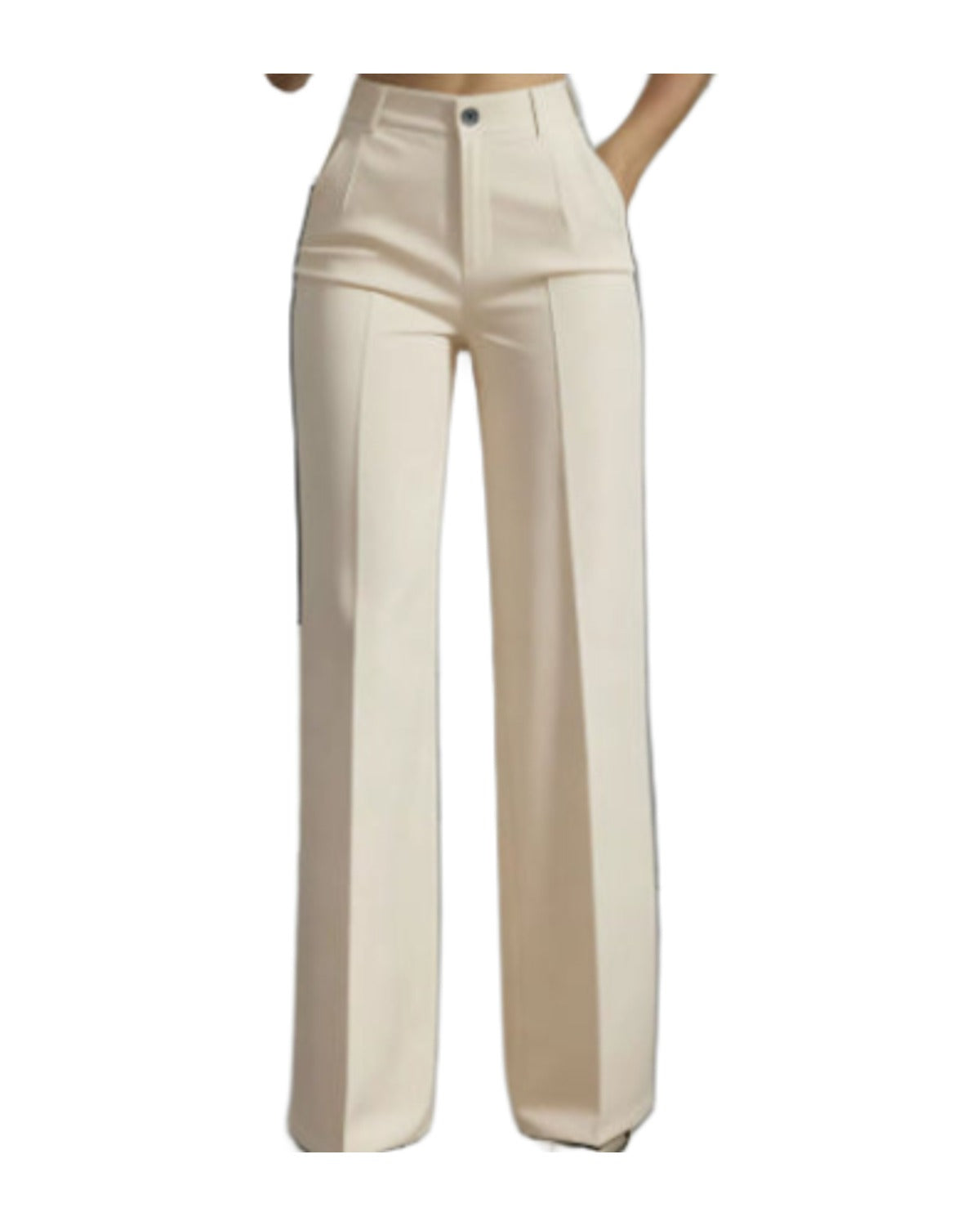 White Minimalist Pants Made Polyester photo 7