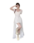 Irregularly Short Sleeve Waist-controlled Dress photo 1