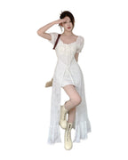 Irregularly Short Sleeve Waist-controlled Dress photo 2