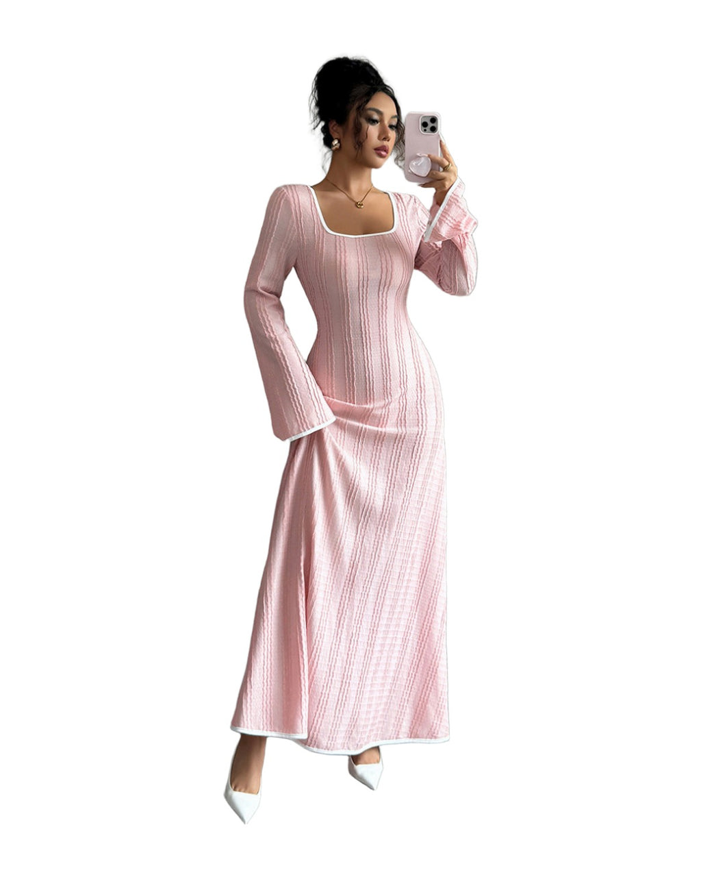 Slim-fitting Simple Long Sleeve Dress Clothing photo 5