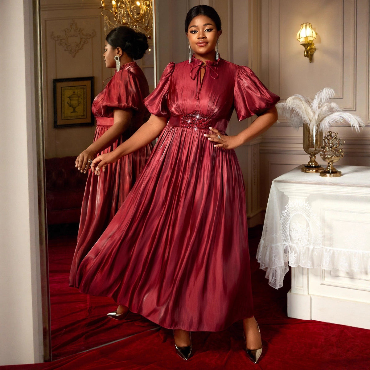 Versatile Non Elastic Lantern Bubble Sleeve Dress