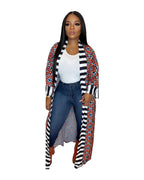 Casual Striped Pattern Printed Long Sleeve Coat Dress photo 2