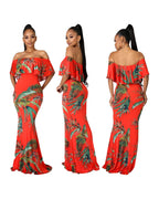 Digital Print Off-neck Tube Top Dress photo 1