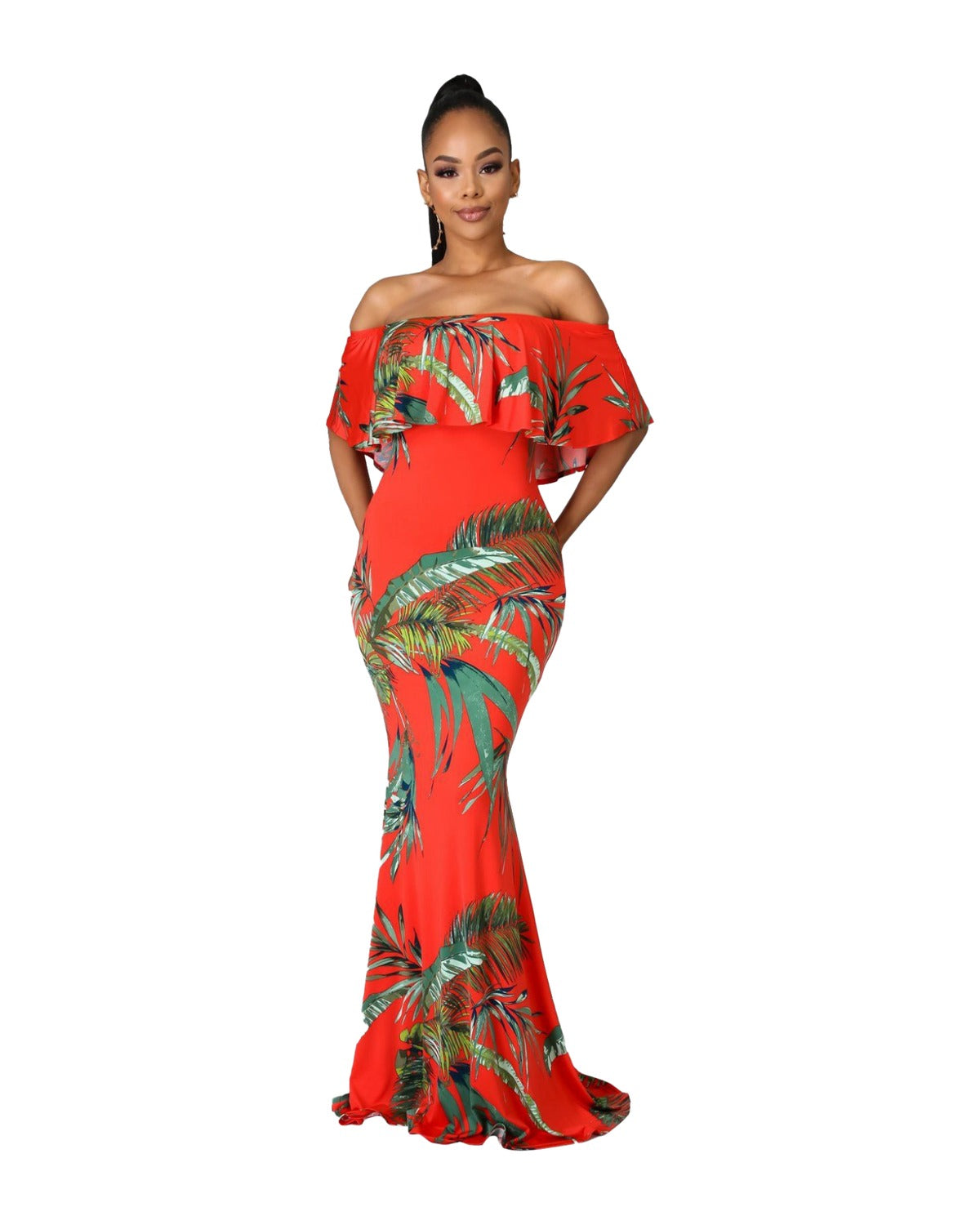 Digital Print Off-neck Tube Top Dress photo 3
