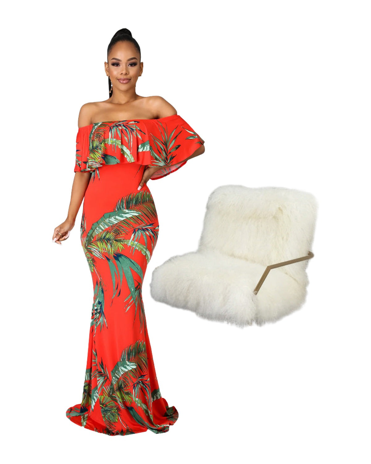 Digital Print Off-neck Tube Top Dress photo 5