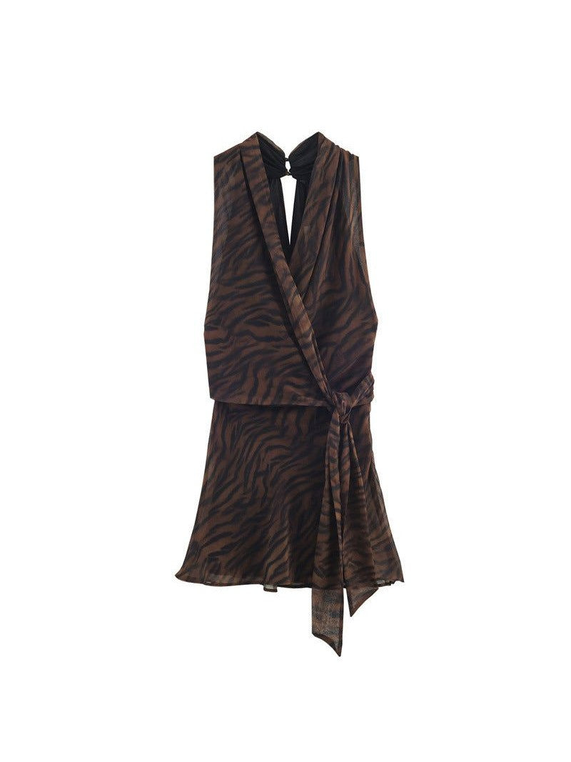 Animal Print Double Breasted Mini Dress