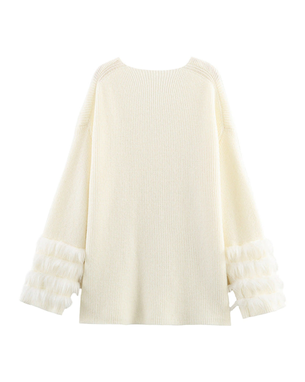 Casual V-neck Cuff Furry Knitted Dress photo 1