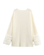 Casual V-neck Cuff Furry Knitted Dress photo 1