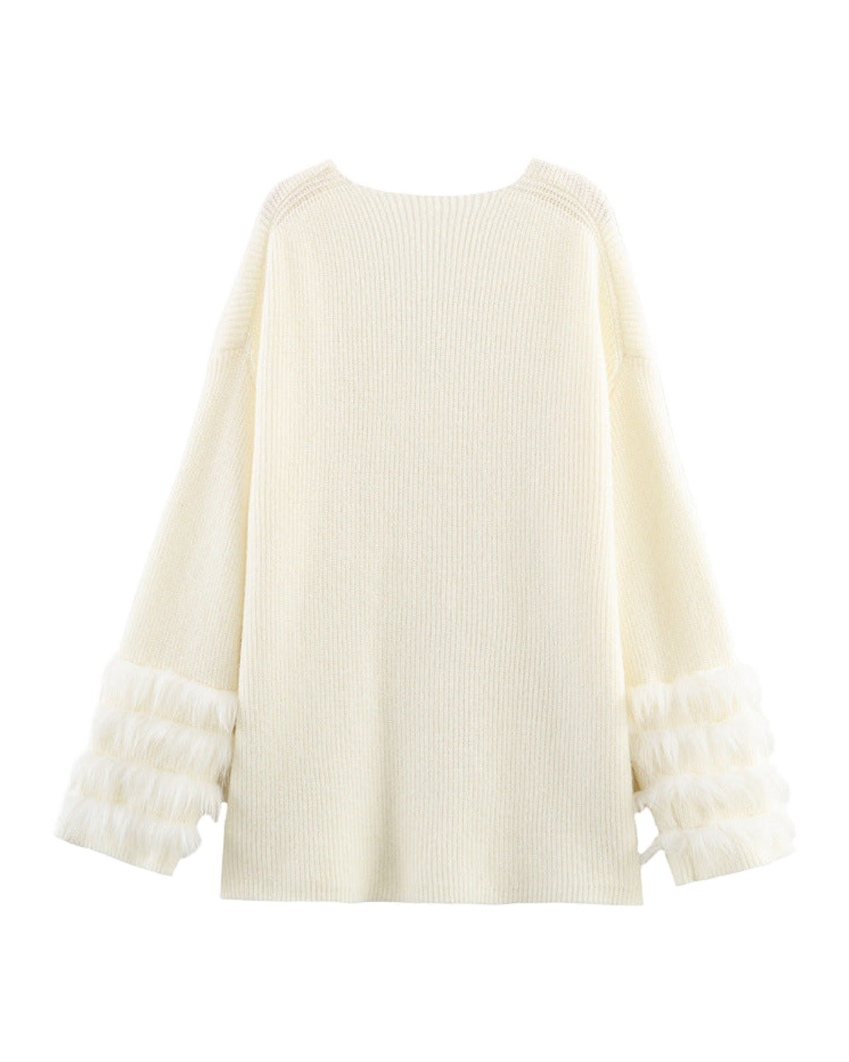 Casual V-neck Cuff Furry Knitted Dress photo 1