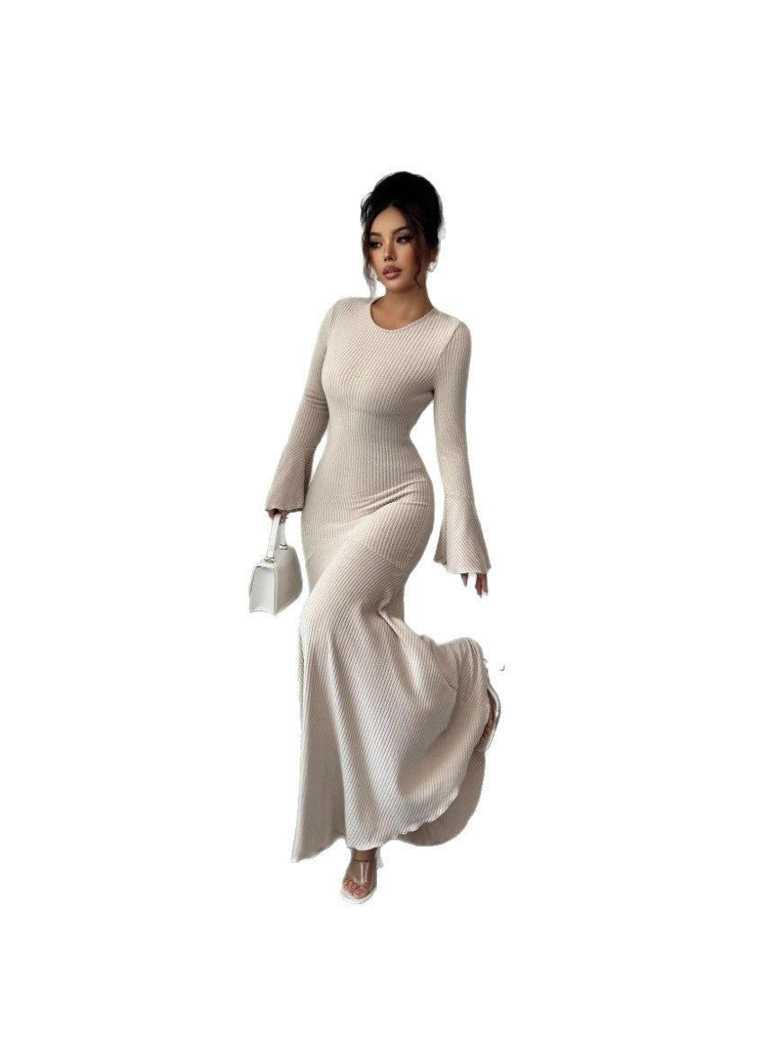 Mermaid Skirt Lotus Trumpet Sleeve Dress