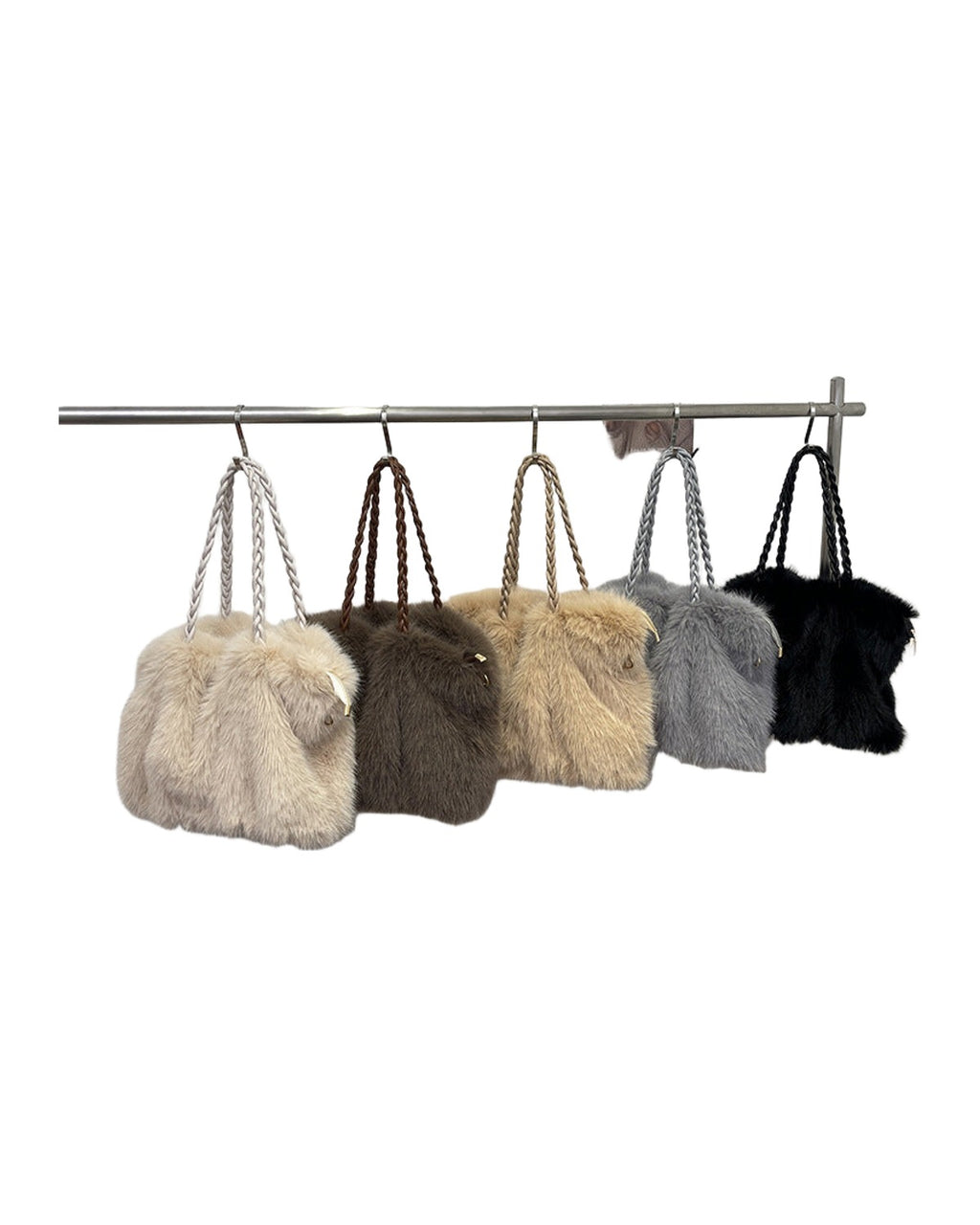 Plush High-end Pleated Faux Fox Fur Shoulder Bag photo 2