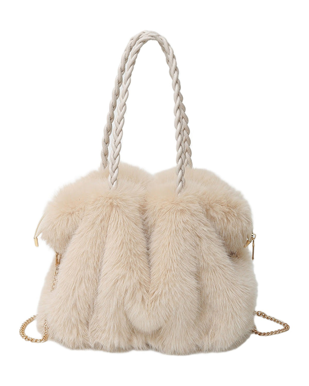 Plush High-end Pleated Faux Fox Fur Shoulder Bag photo 6