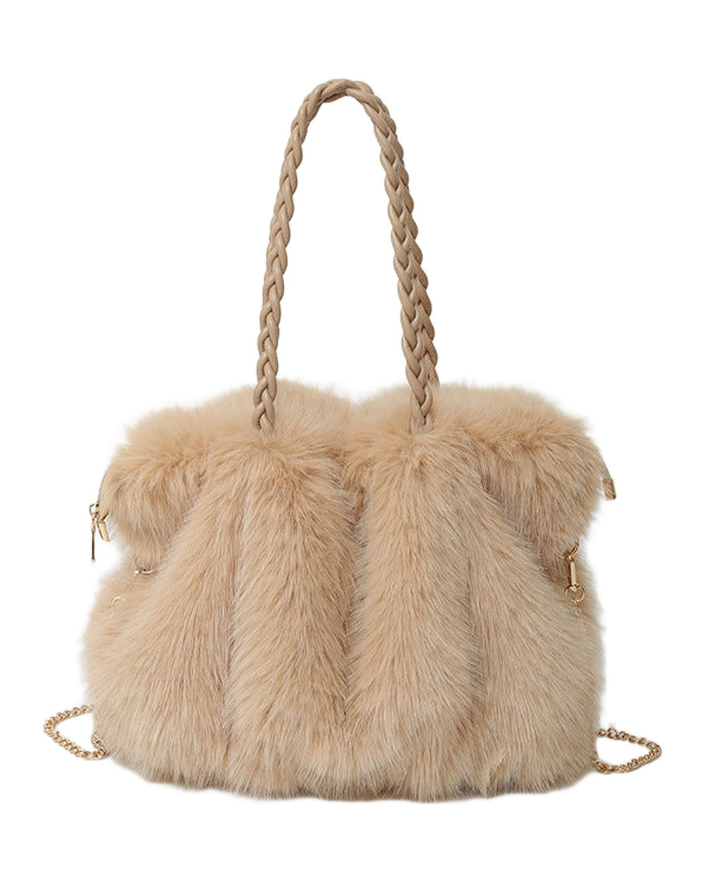 Plush High-end Pleated Faux Fox Fur Shoulder Bag photo 7