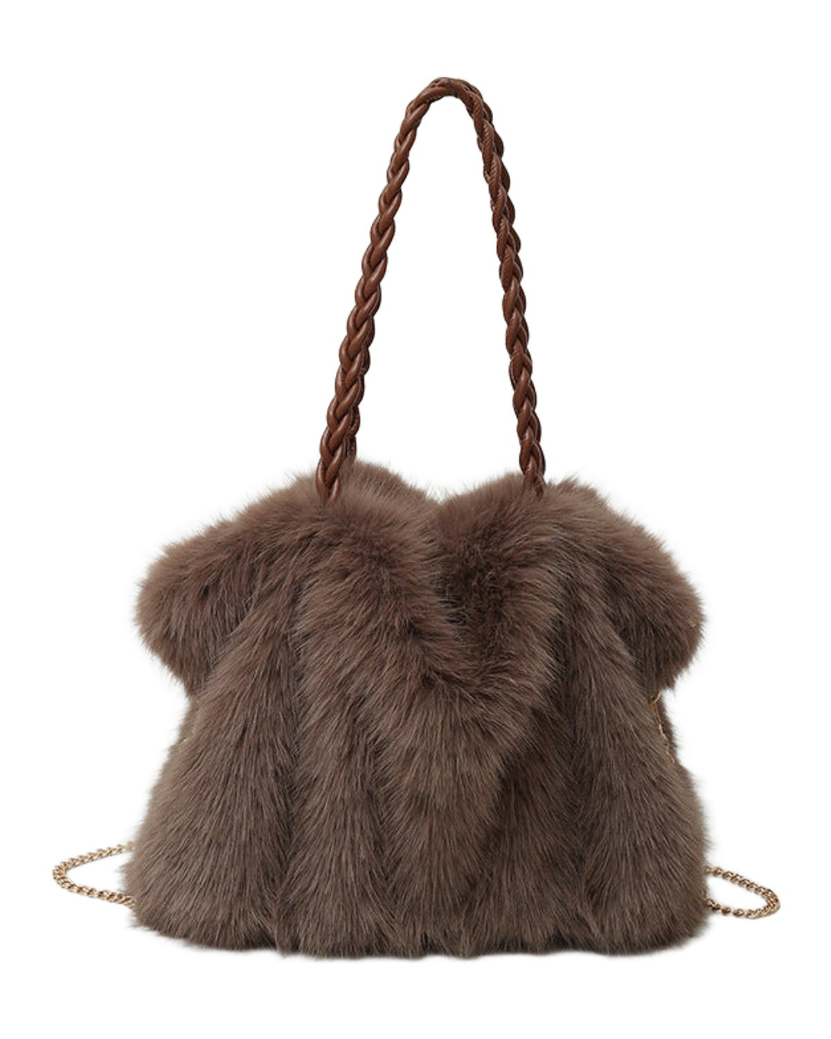 Plush High-end Pleated Faux Fox Fur Shoulder Bag photo 8