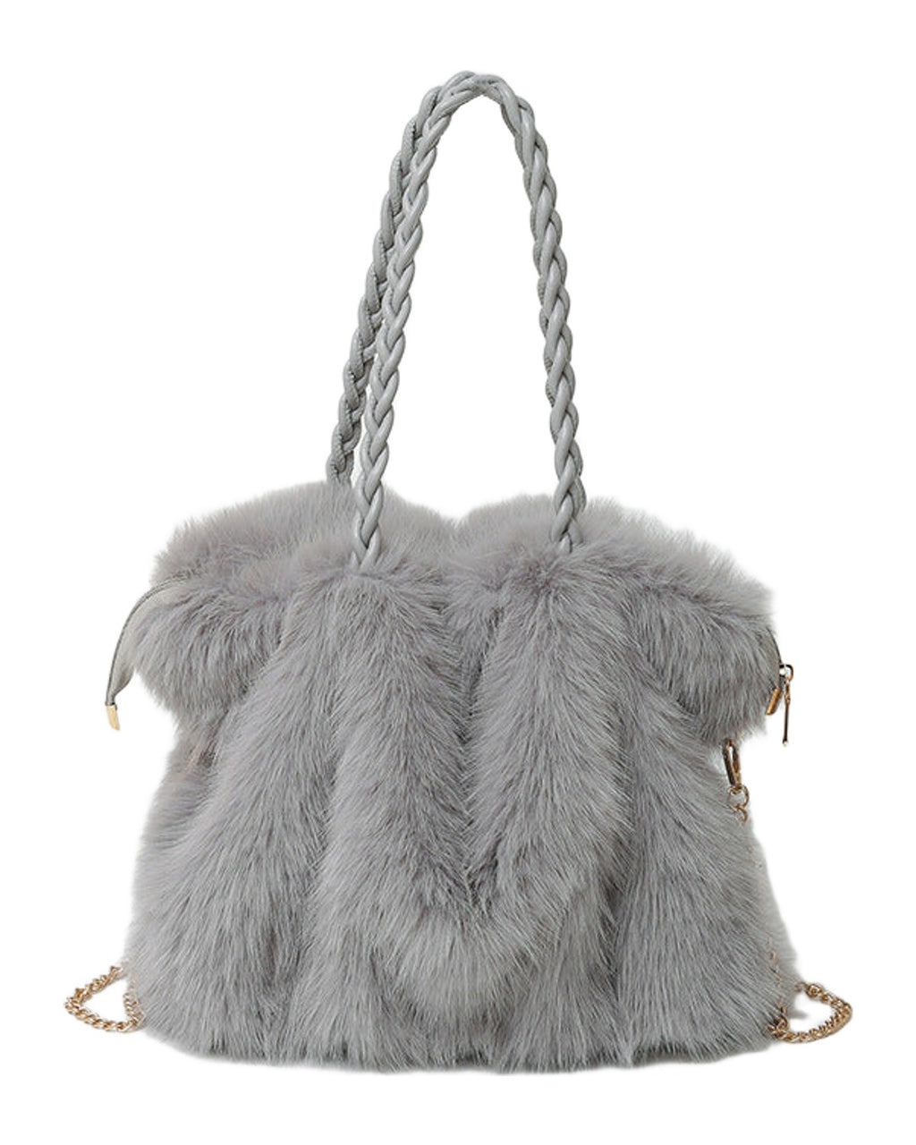 Plush High-end Pleated Faux Fox Fur Shoulder Bag photo 9