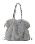 Plush High-end Pleated Faux Fox Fur Shoulder Bag photo 9