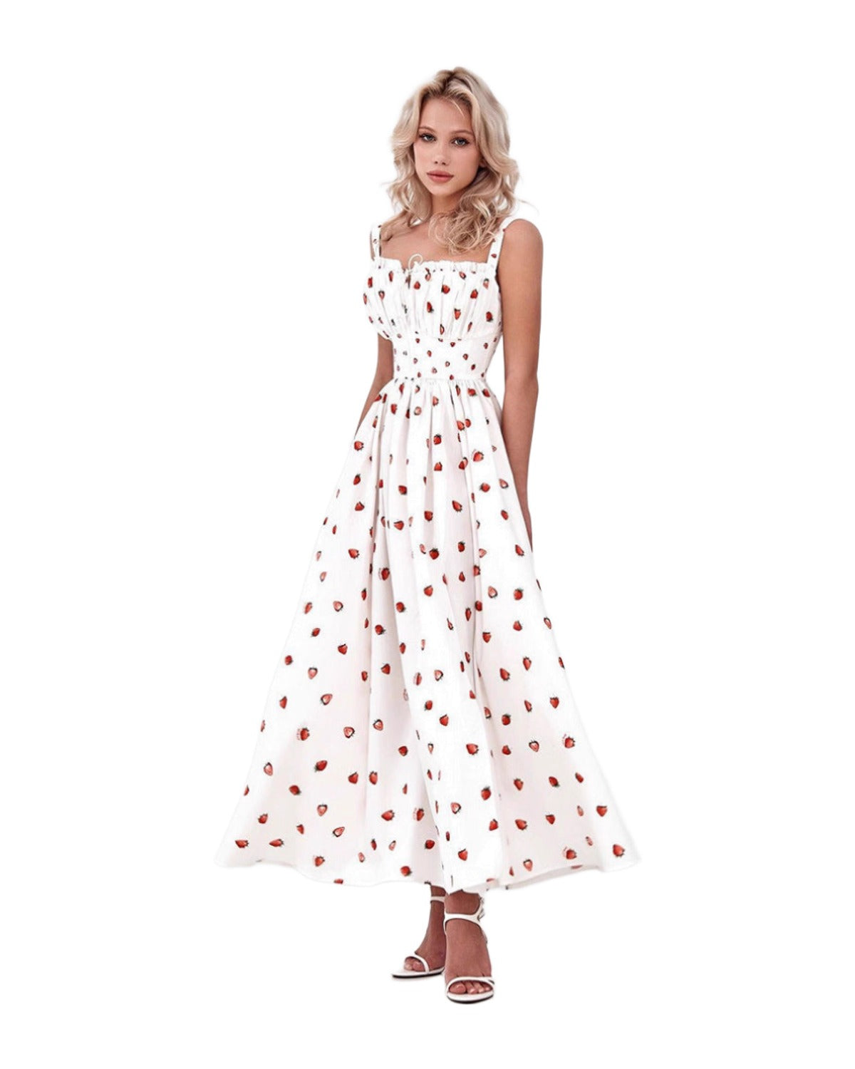 Low-collar Tie-waist High-waist Slit Printed Dress photo 2