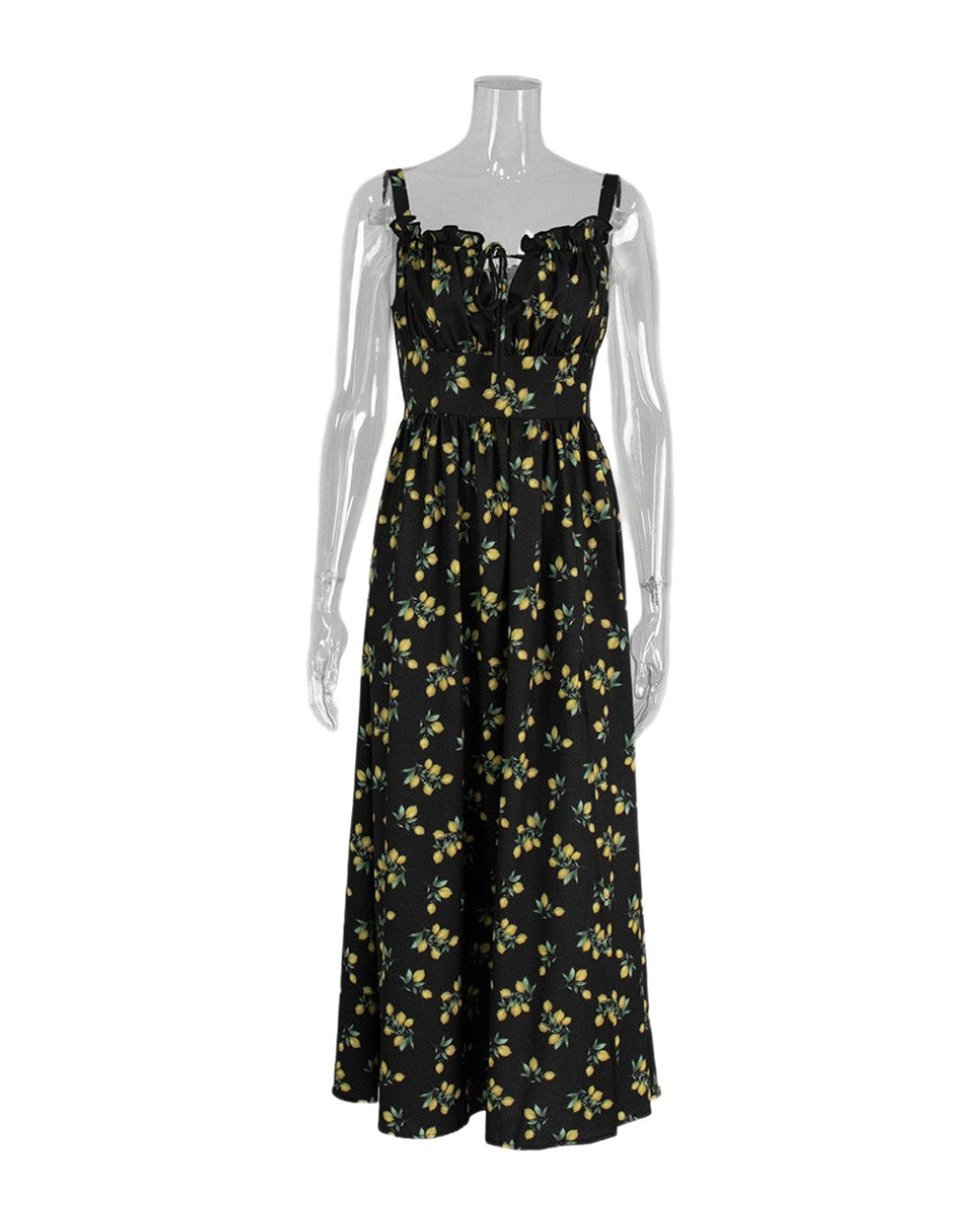 Low-collar Tie-waist High-waist Slit Printed Dress photo 6