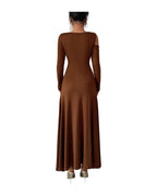Solid-color Off-shoulder Long-sleeve Dress photo 4