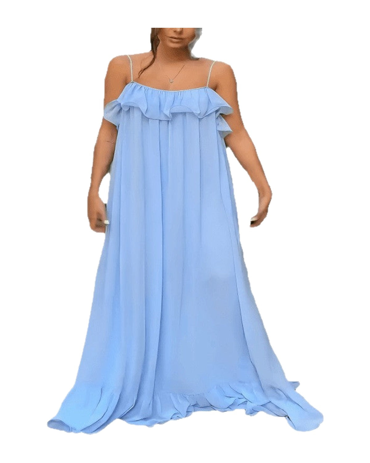 Off-the-shoulder Slip Ruffled Dress photo 1