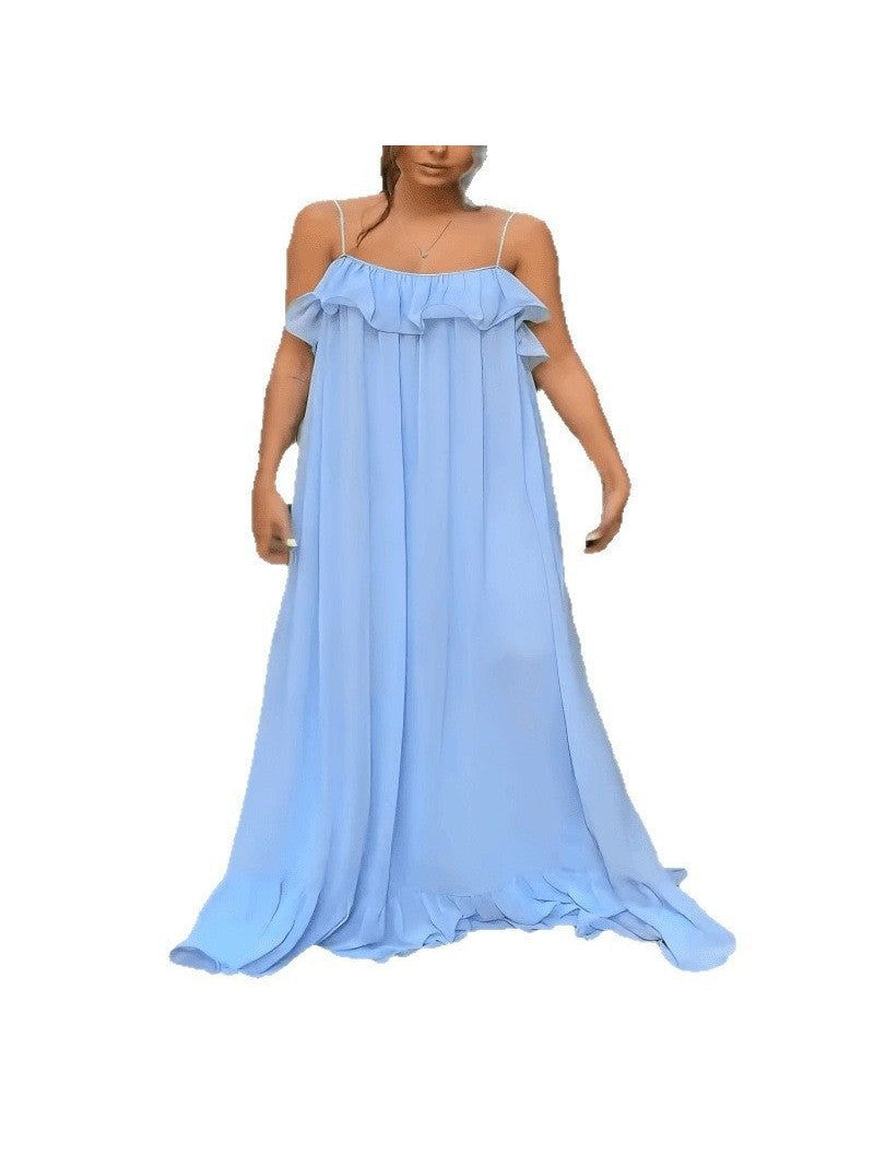 Off-the-shoulder Slip Ruffled Dress