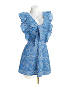 Casual Blue V-neck Embroidered Lace Dress Vacation Leisure photo 5