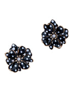 French-style Retro Black White Polka-dot Flower Earrings photo 1
