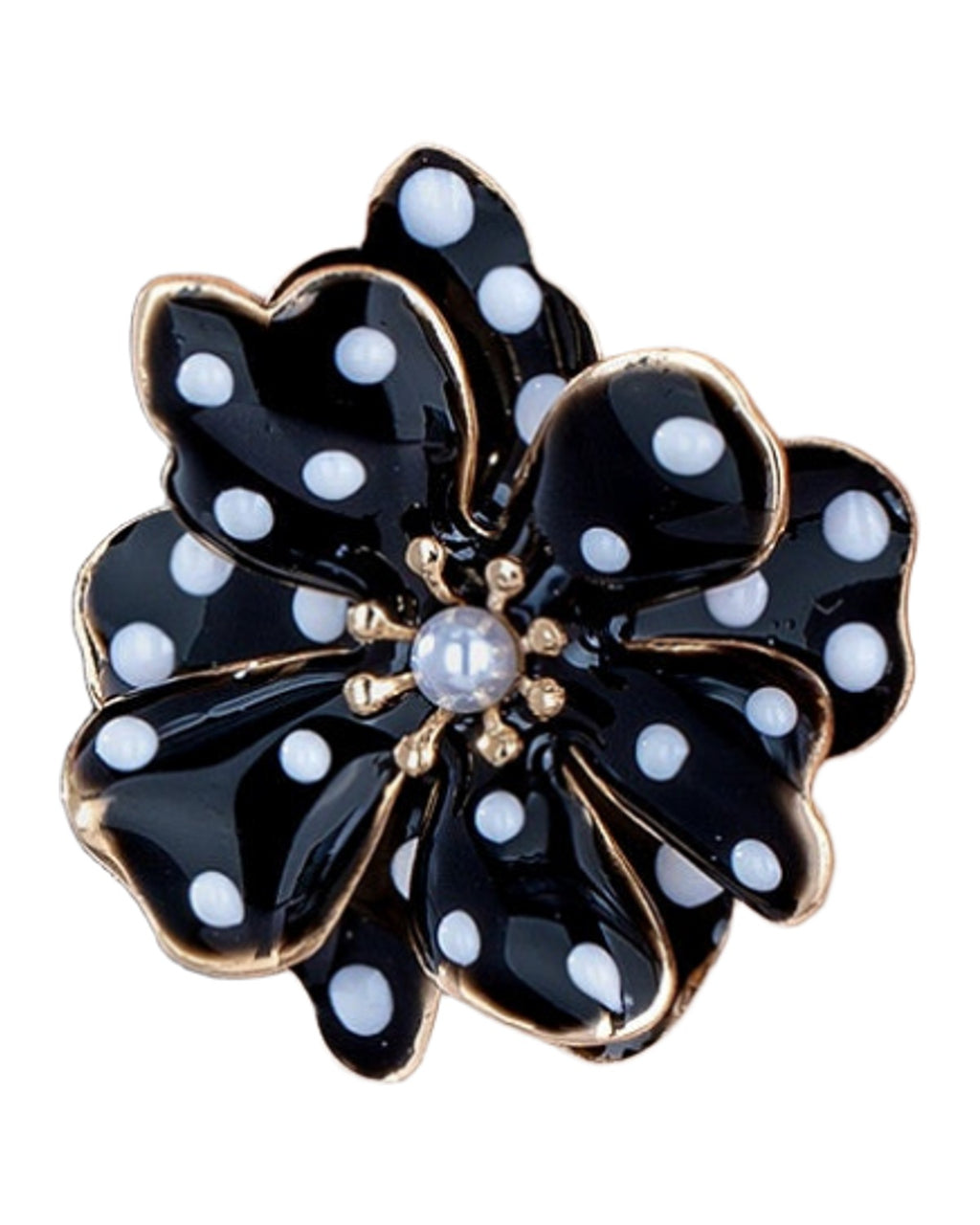 French-style Retro Black White Polka-dot Flower Earrings photo 5