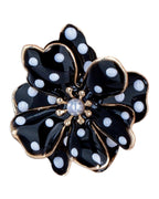 French-style Retro Black White Polka-dot Flower Earrings photo 5